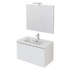 Mobile bagno sospeso 80cm con due ante e specchio bianco opaco DUBON