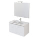 Mobile bagno sospeso 80cm con due ante e specchio bianco opaco DUBON