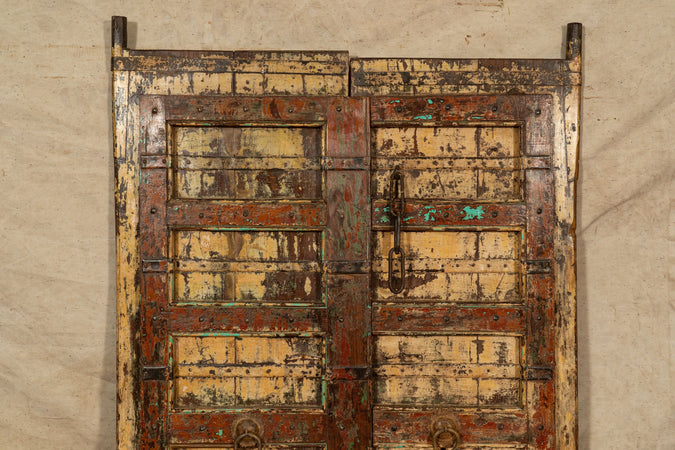 Biscottini Porta portone in legno massello e ferro da interno o da esterno vecchia e antica medievale scorrevole