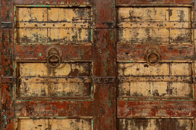 Biscottini Porta portone in legno massello e ferro da interno o da esterno vecchia e antica medievale scorrevole