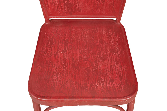 Biscottini Sedia sagomata "Bistro de Paris" in ferro finitura rosso anticata L43xPR48xH92 cm