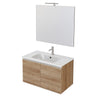 Mobile bagno sospeso 80cm con due ante e specchio rovere farnia DUBON