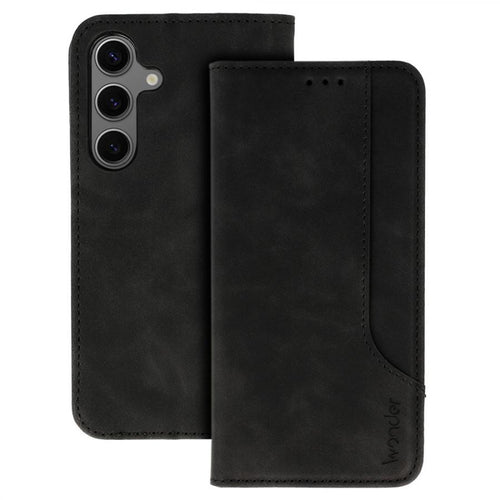 custodia a libro samsung a26 con porta carte di credito chiusura magnetica nera