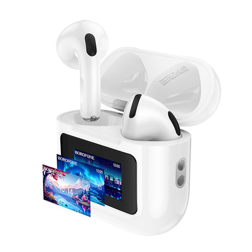 auricolare bluetooth tws bianco con diplay touch screen
