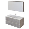 Mobile bagno sospeso 100cm con due cassetti e specchiera cemento grigio caldo DUBON