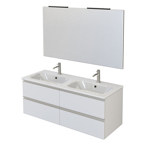 Mobile bagno sospeso 120cm con specchio bianco opaco DUBON