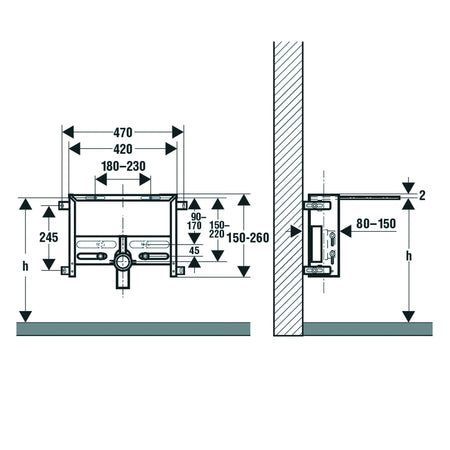 Supporto universale per bidet sospeso 239296 Schwab