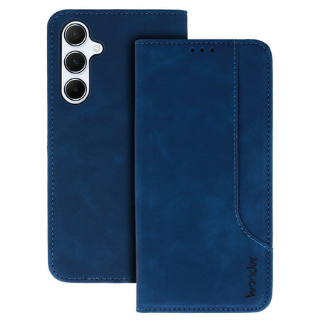 custodia a libro samsung a26 con porta carte di credito chiusura magnetica blu
