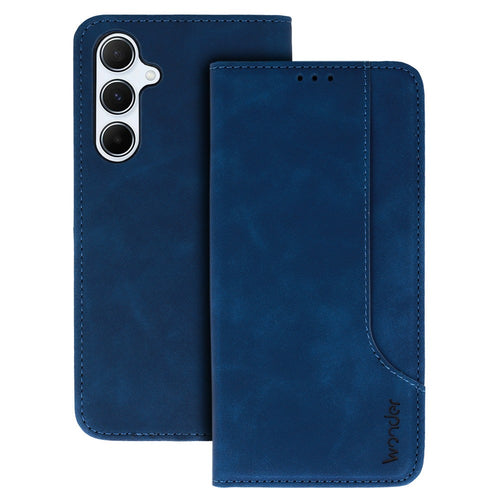 custodia a libro samsung a26 con porta carte di credito chiusura magnetica blu