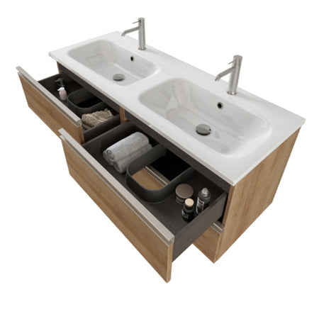 Mobile bagno sospeso 120cm con specchio rovere farnia DUBON
