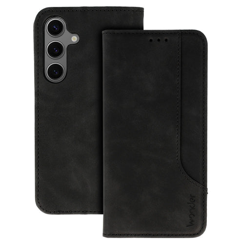 custodia a libro sansung a56 con porta carte di credito chiusura magnetica nera
