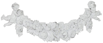 Biscottini Fregio decorativo finitura bianca anticata L46xPR2,5xH16,5 cm