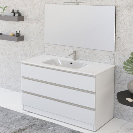 Mobile bagno a terra 100cm con specchio bianco opaco DUBON