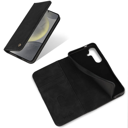 custodia a libro sansung a16 con porta carte di credito chiusura magnetica nera