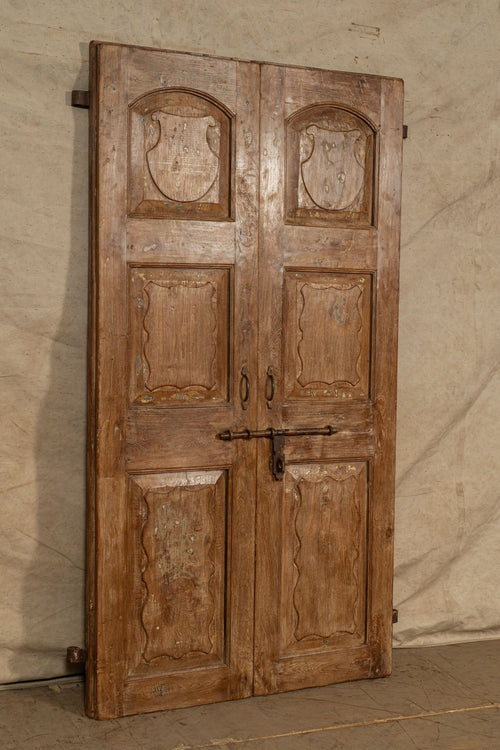 Biscottini Porta portone in legno massello e ferro da interno o da esterno vecchia e antica medievale scorrevole