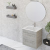 Mobile bagno sospeso 55cm con specchio cemento legno FACILE