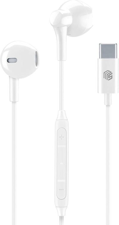 auricolare vivaoce stereo usb- c con controllo volume bianco