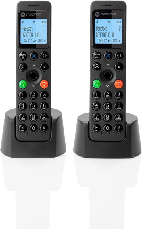 DOT202 Twin Pack, Telefono Cordless Digitale, Altoparlante Vivavoce, Blocco Chiamate, 100 Contatti con Nome e Rubrica, Nero