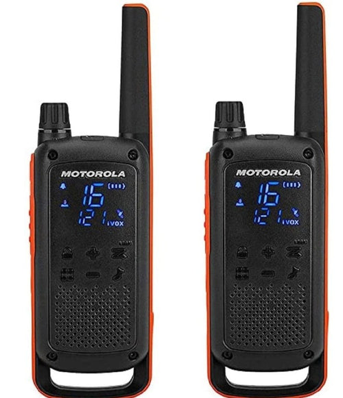 Motorola T82 PACK, fino a 10 km, PMR446, 16 canali + 121 codici privacy, Micro USB, jack da 2,5 mm, VOX, display LED, 20 toni di