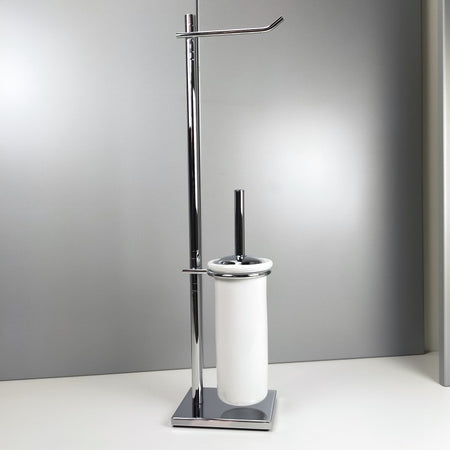 Piantana bagno water in ottone cromato con base rettangolare - piantana bagno