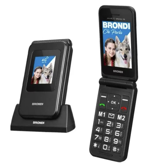 brondi amico speciale 4g telefono cellulare brondi tasto sos con base di ricarica