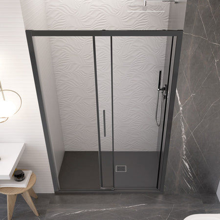 Porta doccia scorrevole con profili neri cristallo 6mm h195 anticalcare LAGOA
