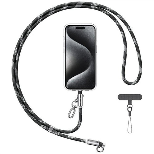 cavo dati 2 in 1 usb-c / usb-c 600w 120cm nero con funzione laccio da collo portacellulare