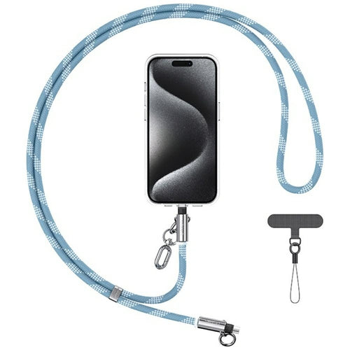 cavo dati usb-c / lighting  2 in 1 30w 120cm  azzurro con funzione laccio da collo portacellulare