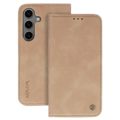 custodia a libro samsung A15 con porta carte di credito chiusura magnetica beige