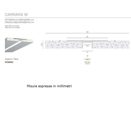 Profilo incasso Gea Led CARRARA M PCAPA2 confezione 2 pannello cartongesso strip led
