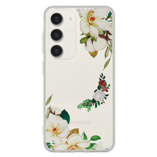cover ultraprotettiva samsung a14 tra trasparente con fiori