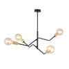 Sospensione Industrial 4 Luci Bolt In Acciaio Nero E Oro Bracci Regolabili