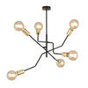 Sospensione Industrial 6 Luci Bolt In Acciaio Nero E Oro Bracci Regolabili