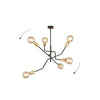 Sospensione Industrial 6 Luci Bolt In Acciaio Nero E Oro Bracci Regolabili