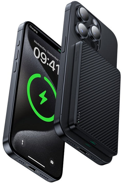 powerbank magsafe 5000 mah fast charge 20watt effetto carbonio