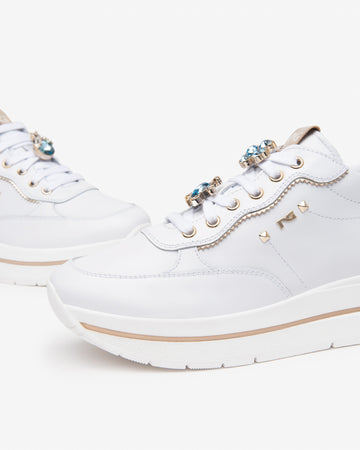 Nero Giardini sneakers donna con accessorio in pelle bianco E512907D707