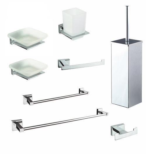 Set accessori da bagno cromati in vetro satinato Zurigo