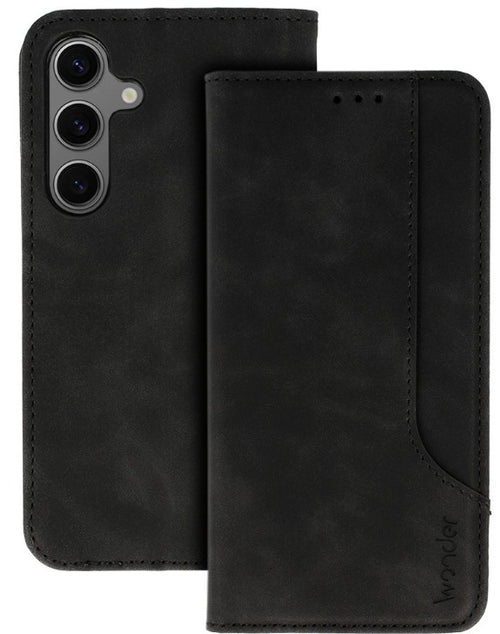 custodia a libro samsung a17 con porta carte di credito chiusura magnetica nera