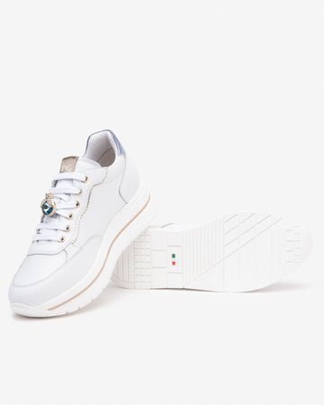 Nero Giardini sneakers donna con accessorio in pelle bianco E512907D707