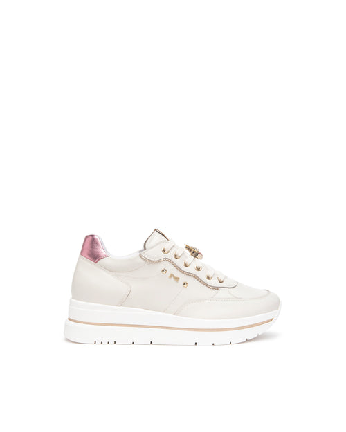 Nero Giardini sneakers donna in pelle con accessorio beige E512907D713