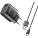 caricabatterie 18w usb + cavo micro nero