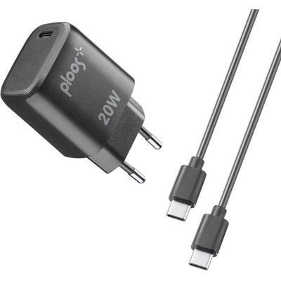 caricabatterie 20w usb-c + cavo usb-c nero
