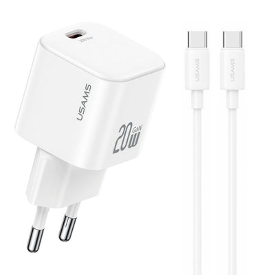 caricabatterie 20w usbc + cavo usbc bianco