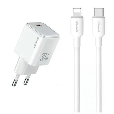 caricabatterie 30w usbc + cavo lightining bianco