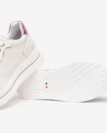 Nero Giardini sneakers donna in pelle con accessorio beige E512907D713