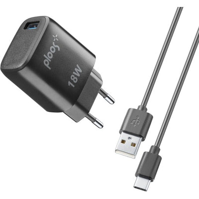 caricabatterie 18w usb-c + cavo usb-c nero