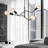 Sospensione Industrial 4 Luci Frix In Acciaio Nero E Bracci Regolabili