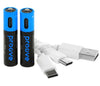 2 batterie ricaricabili con usb-c ministilo AAA 740 mah  ricaricabili con usb-c
