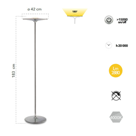 Piantana lampada da terra 36W a led cromo CLAST
