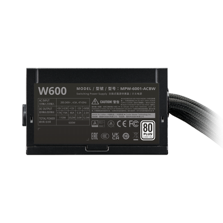 COOLER MASTER ALIMENTATORE EITE NEX W600 CABLEMESH 600W 80+NON MODULARE NERO